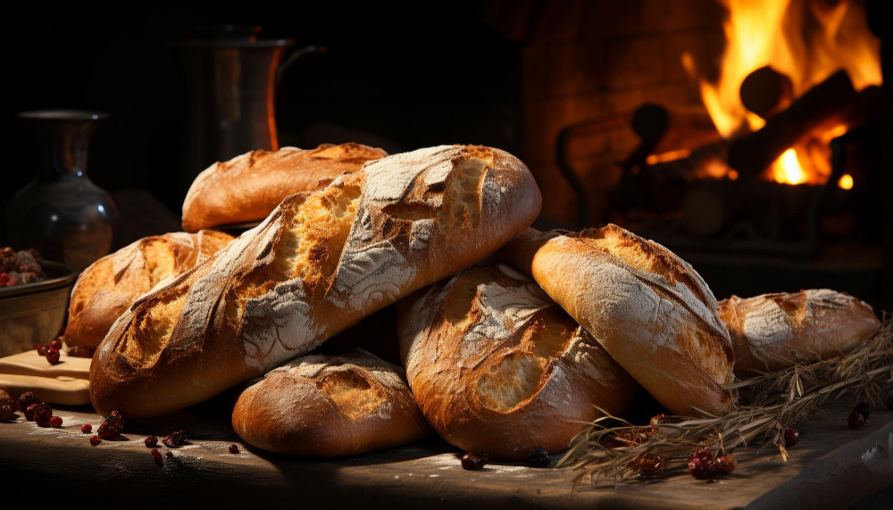 Fotografia del laboratorio con pane appena sfornato